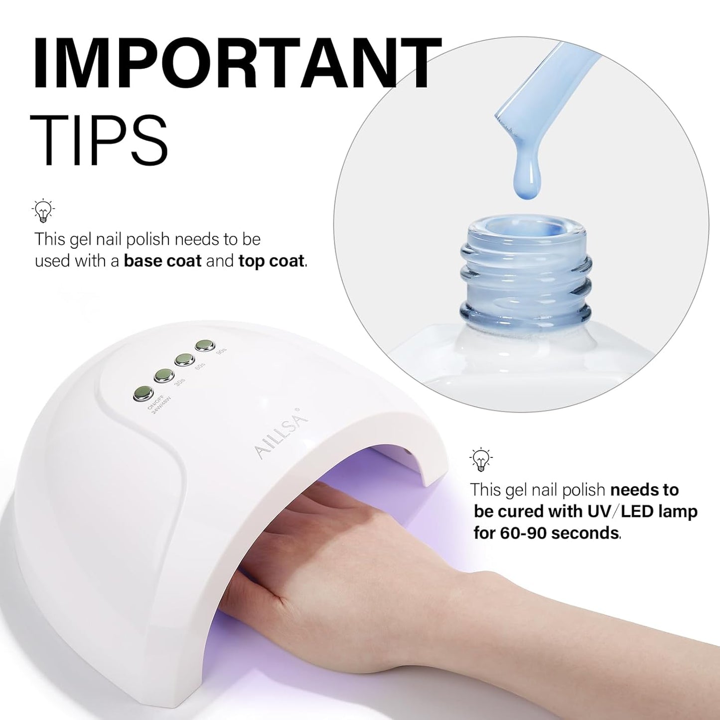 AILLSA Pastel Blue Gel Nail Polish Macaron Baby Blue Gels Polish Bright Spring Summer Colors Cotton Candy Nail Polish Gel Soak Off U V for French Manicure Salon DIY Holiday 0.5 Fl Oz GB82