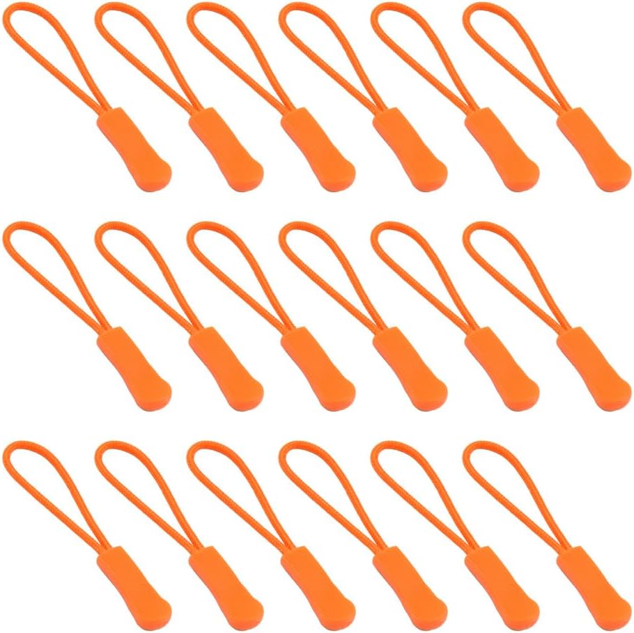 Ruidee 50 Pieces Zipper Pulls Zipper Tabs Zipper Pull Cord Extender Replacement Zipper Pulls for Backpacks, Jackets, Luggage, Purses, Handbags（Orange）