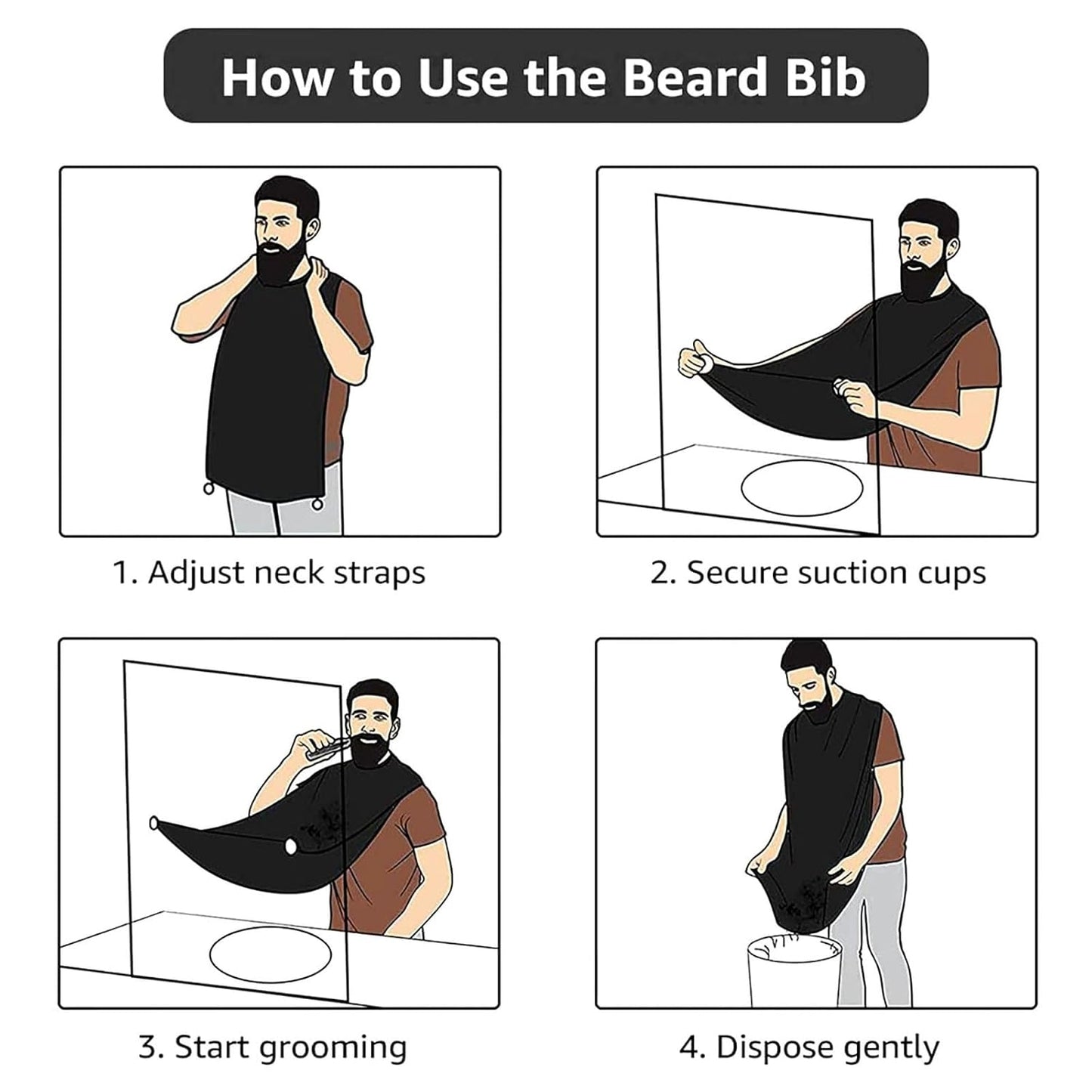 Checkerboard Beard Bib Apron, Beard Hair Catcher For Men Shaving, Waterproof With Suction Cups