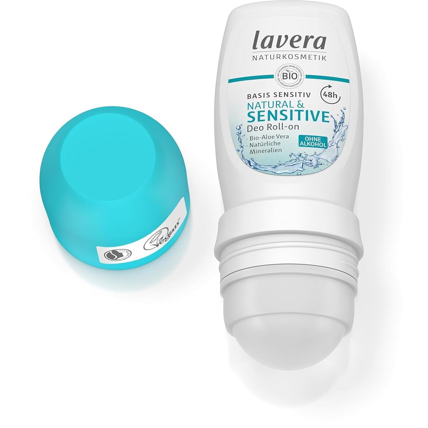lavera Deo Roll-On Basis sensitiv Natural & Sensitive NATURAL & SENSITIVE 48h - vegan - natural cosmetics - organic aloe vera & natural minerals - without aluminum - 48h protection - 1.7 Fl Oz