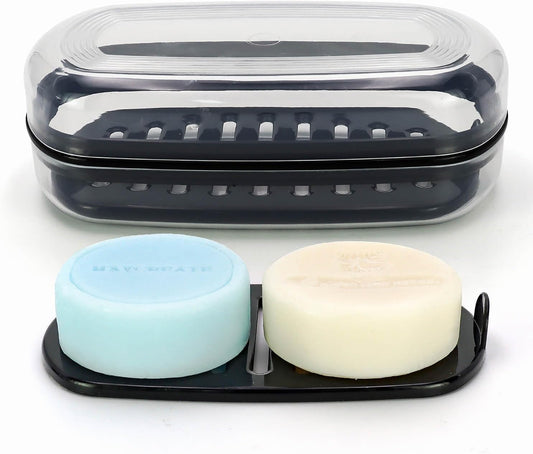 OZNER Clear Travel Soap Case Compatible with Kitsch - Leak-Proof Multi-Use Soap Holder with Draining Layer for Shampoo Bars, Gym, Travel & Camping（Transparent White,1 Pack）