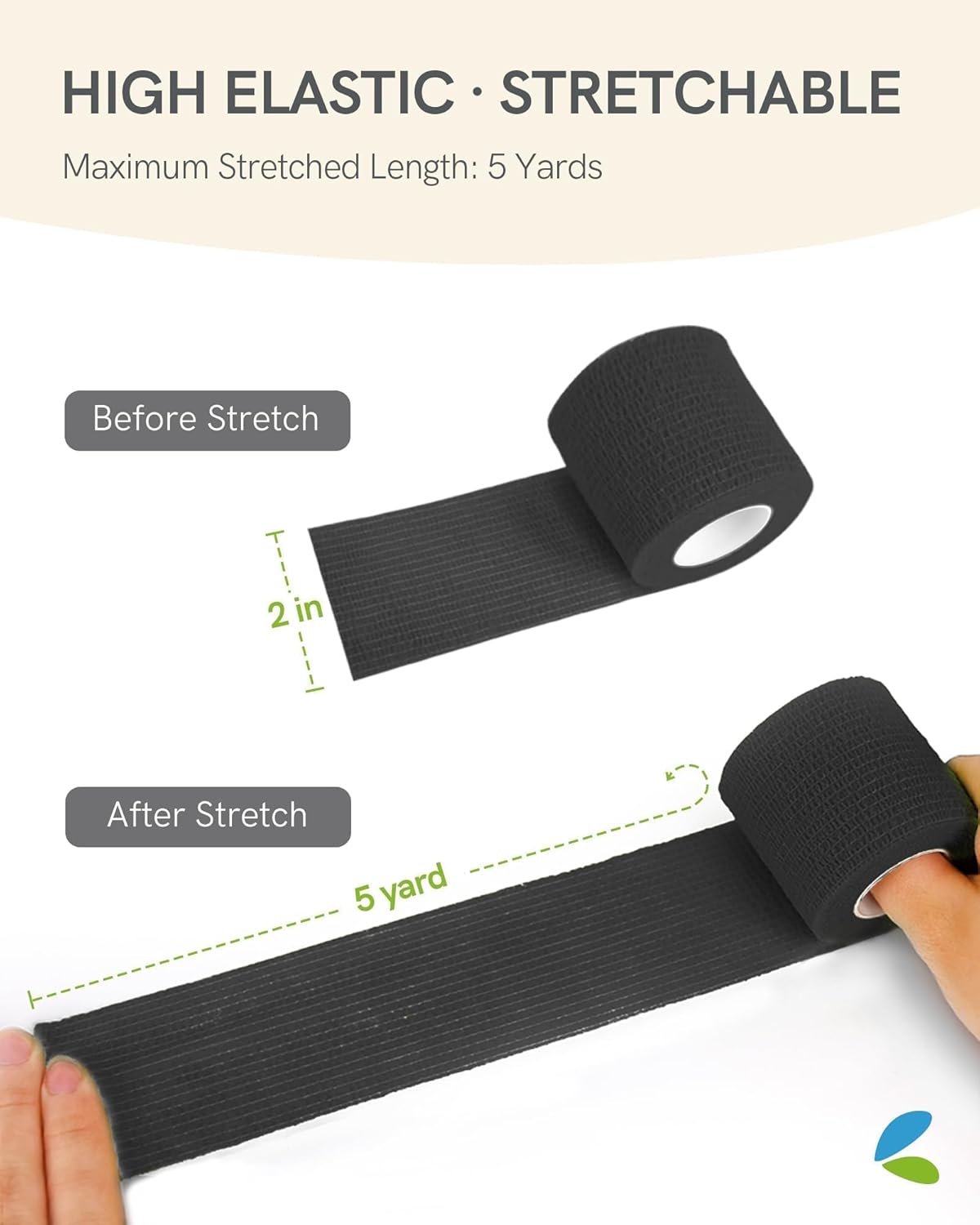 FriCARE Self Adhesive Bandage Wrap, Medical Tape in First Aid Kit, Cohesive Bandages for Wounds Sport Vet, FSA/HSA Eligible, 2 Inches X 5 Yards 6 Rolls, Black