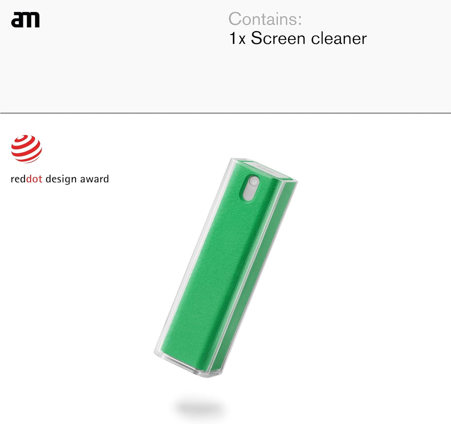 am Screen Cleaner Mist Spray with Microfiber Cloth Around – Alcohol-Free, Streak-Free Screen Cleaning Kit for Smartphones, Tablets, Laptops, Smart TVs & Car Screens, 1 Pack, Green