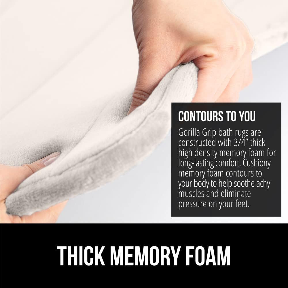 GORILLA GRIP Memory Foam Bath Mat, Soft Absorbent US Designed Bathroom Rug, Gripping Dots Machine Washable Bathmat, Cushioned Floor Mats, Shower Sink Rugs Room Décor Accessories, 24x17 Cream