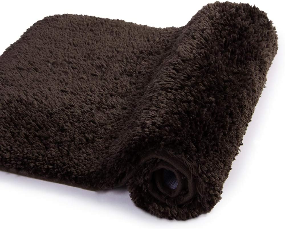 Walensee Large Bathroom Rug (24 x 40, Brown) Extra Soft and Absorbent Shaggy Bath Mat Machine Washable Microfiber Non Slip Luxury Floor Mat
