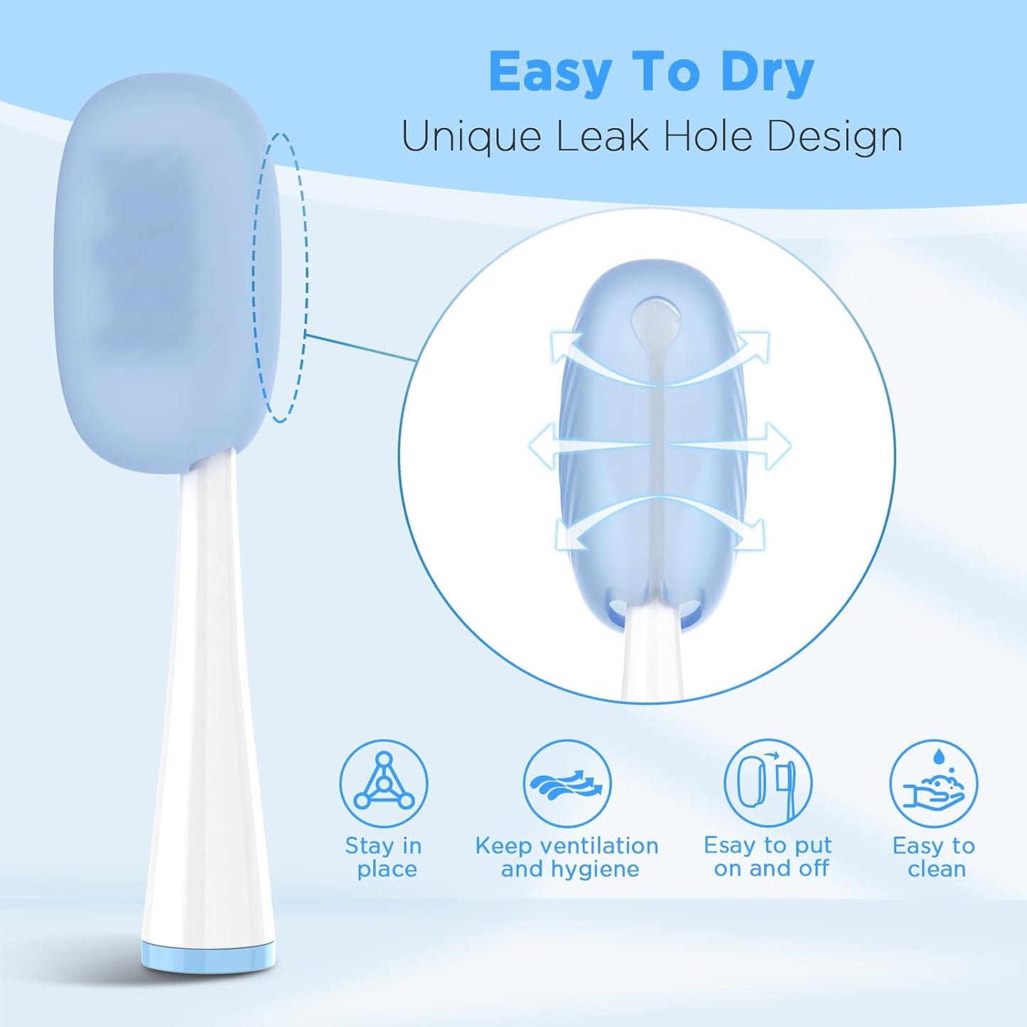 Toothbrush Covers Caps 6 Pack, Silicone Toothbrush Head Protector Replacement for Household Travel, Fits Most Manual and Electric Toothbrushes (Clear, Blue, Pink, Rose Pink, Green, Purple)