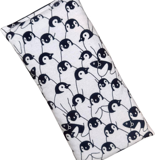 Microwave Heating Pad Filled With Flax Seed and Choice of Dried Herbs, Herbal Cold Pack, Good Size for Back Pain and Cramps, Hot and Cold Therapy, 6" x 12" (Penguin, Lavender & Peppermint)