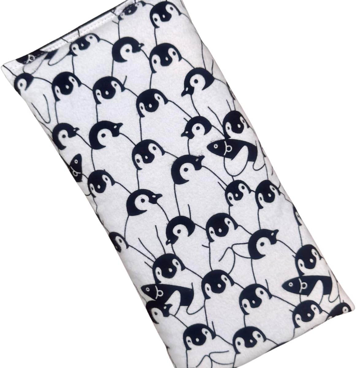 Microwave Heating Pad Filled With Flax Seed and Choice of Dried Herbs, Herbal Cold Pack, Good Size for Back Pain and Cramps, Hot and Cold Therapy, 6" x 12" (Penguin, Peppermint & Chamomile)