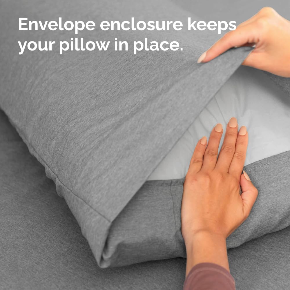 Queen Pillow Cases Set of 2 - Ultra Soft Hotel Quality Pillowcase Covers - Comfy, Cozy & Wrinkle Free - Shrinkage and Fade Resistant - Machine Washable Pillow Protectors - 2 Piece Set - Heathered Grey