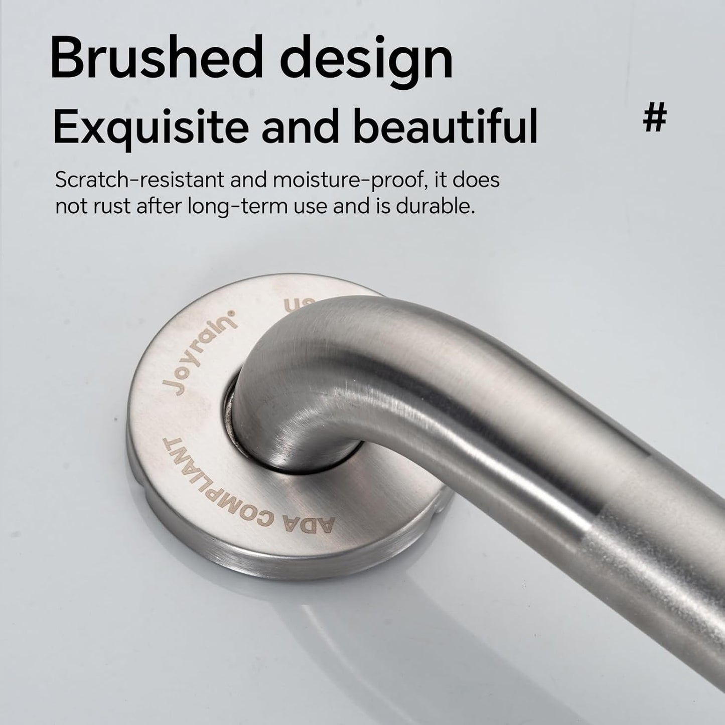 Joyrain 16-inch Bathroom Safety Grab Bar - 500lb Weight Capacity ADA Certified Anti-Slip Handle for Shower/Tub/Toilet, Elderly & Disabled Assist (Peened, 16 inch)