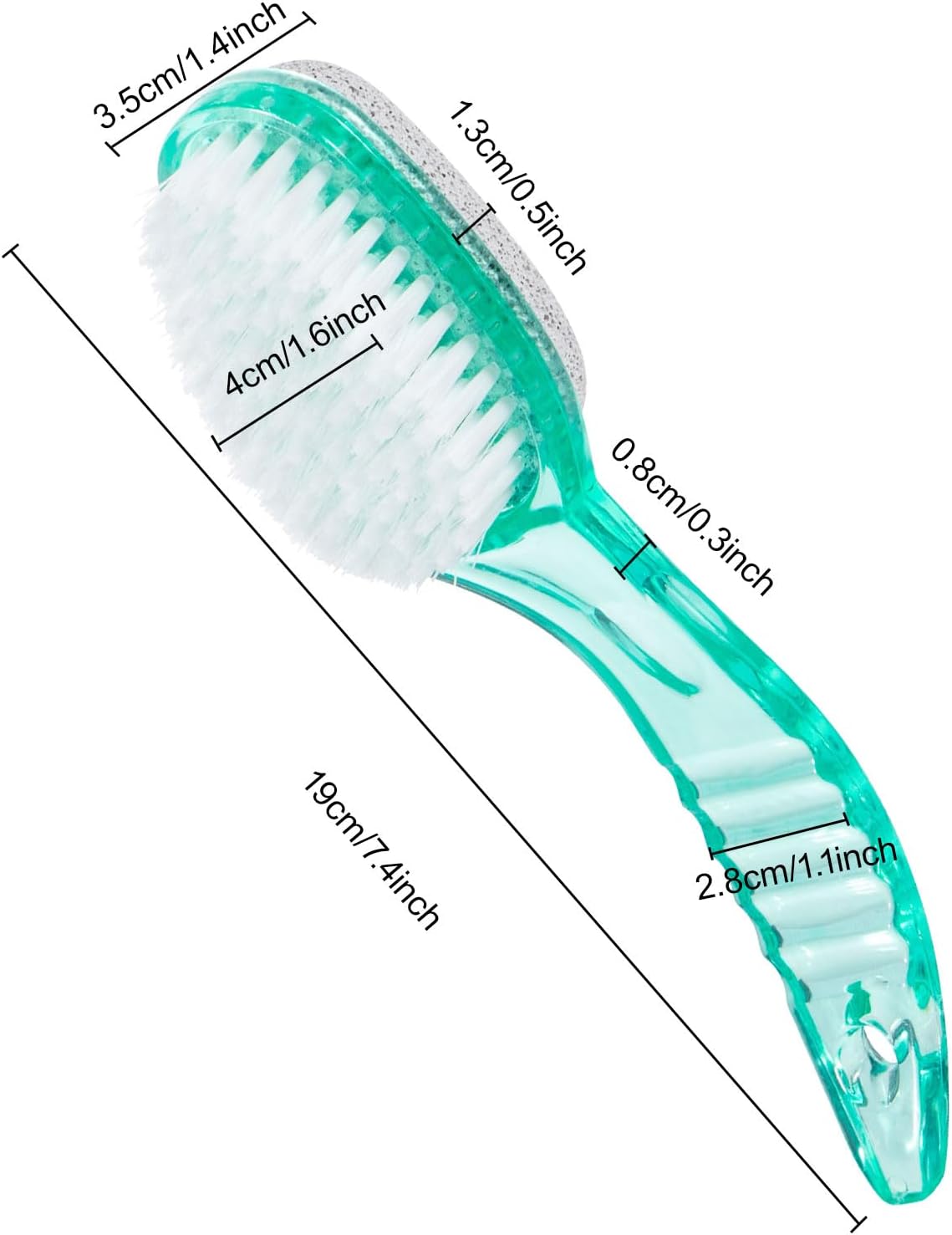 2 Pcs Foot Brush for Shower with Handle 2 in 1, Large Foot Pumice Stone Brush Scrubber Foot File Calluses Remove Suitable for Horniness Foot Spa, Foot Care Smooth Skin (Green)