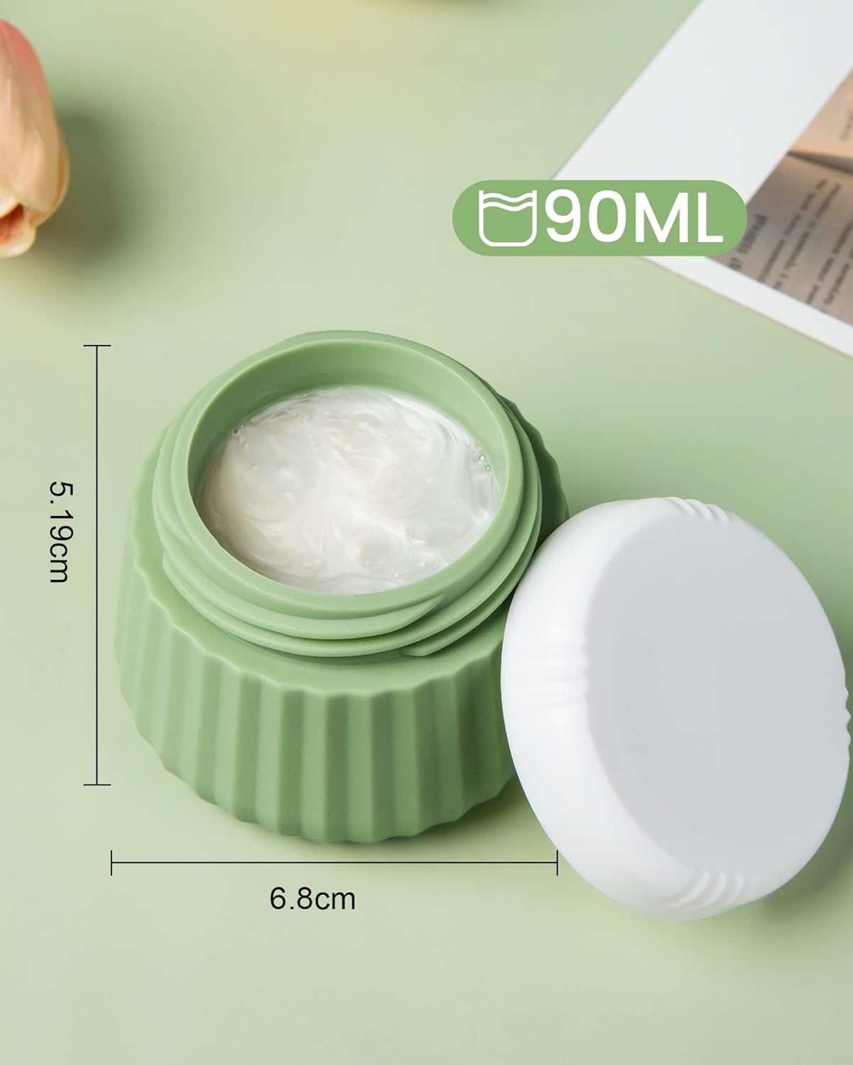 Travel Containers for Toiletries 4 Pack, TSA Approved Travel Size Toiletries, With Clear Bag Leak Proof Silicone Jars, Creams Jars Carrying Small Items