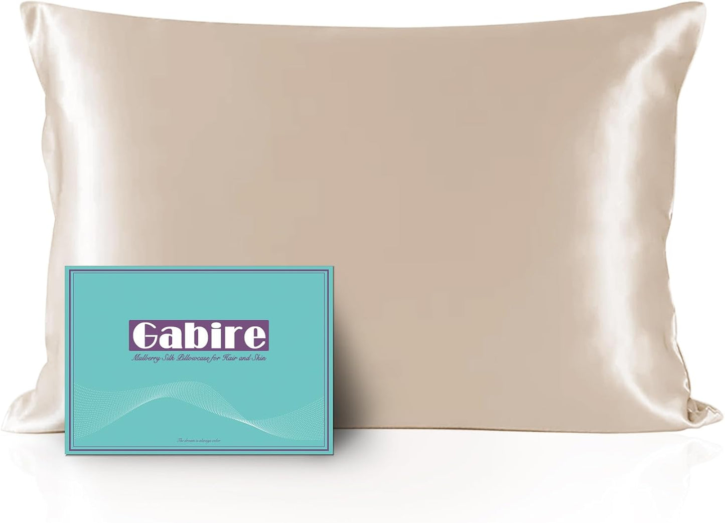 Mulberry Silk Pillowcase for Hair and Skin Prevent Acne Pillow Cases Both Sides Real Silk Pillowcases Organic Silk Pillowcase with Hidden Zipper, Champagne, King (20"×36")