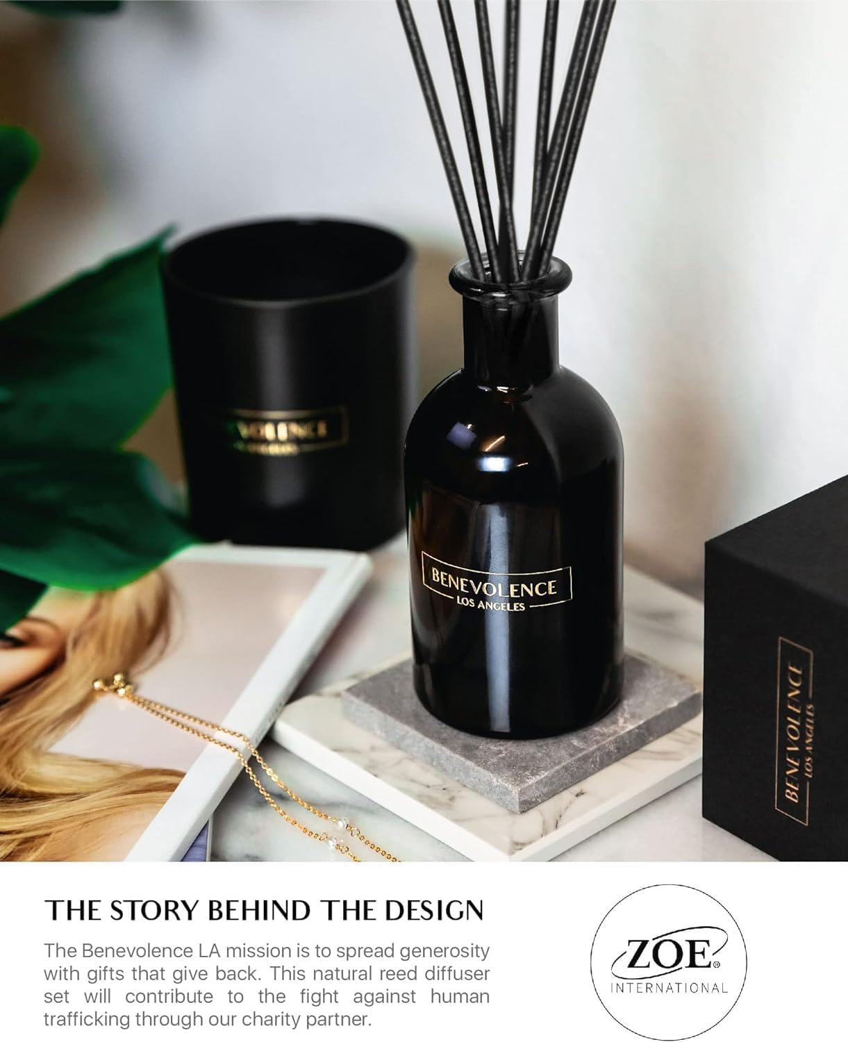 Benevolence LA Reed Diffusers for Home, Lavender & Eucalyptus Relaxing Fragrance | Aromatherapy Reed Diffuser Sticks with Gift Box, Scented Sticks for Bathroom | Home Décor