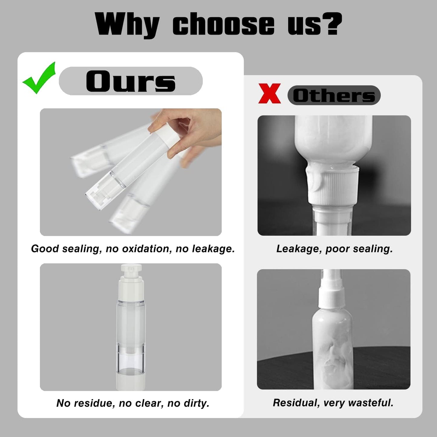 0.5OZ/15ML Clear Airless Pump Bottles, Lotion Dispenser Travel with Pump, Vacuum Plastic Travel Size Lotion Bottle for Foundation, Creams, Cosmetic(6 Pack)