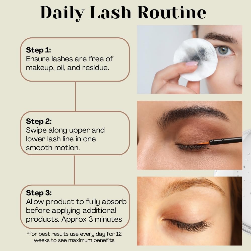 Lash Serum for Eyelash Growth - Prostaglandin Free Formula - Eye Lash Enhancing Serum with Biotin & Peptides - Vegan Lash Growth - Made in USA - Cruelty Free - 2ml