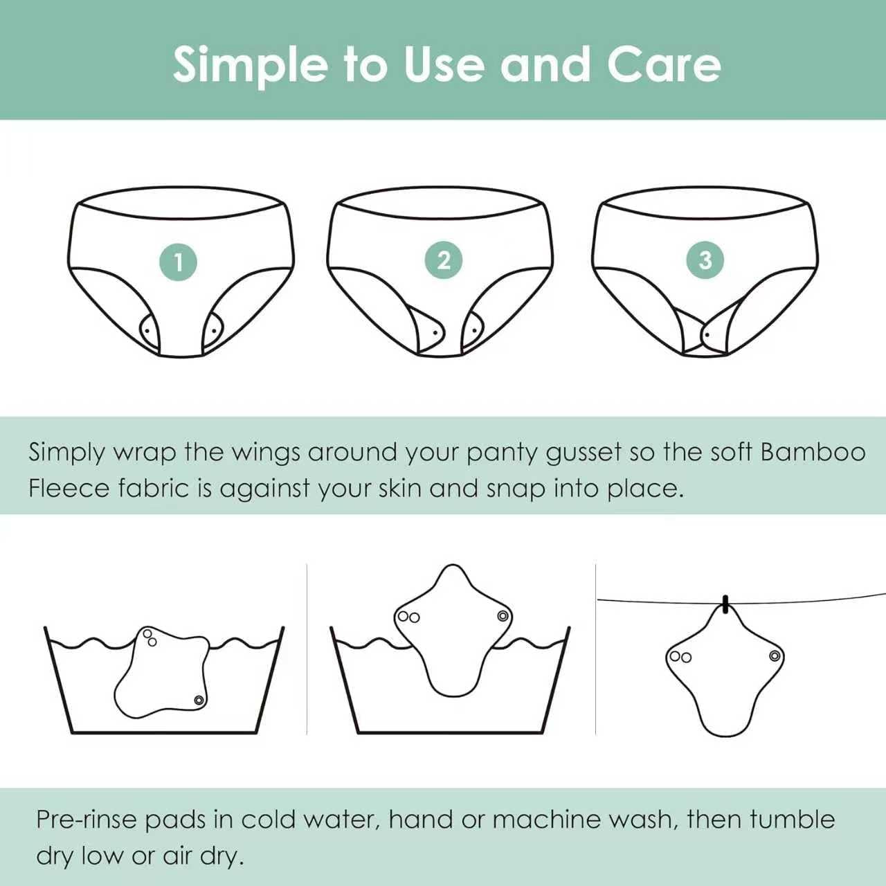 wegreeco 6 Pcs Reusable Menstrual Pads, Ultra Absorbent Cloth Pads for Heavy Flow, Sanitary for Teens, Women, Nonslip Panty Liners + Bag (Mustard Yellow, Grey, Beige, Rose Gold Outer, Mixed Sizes)