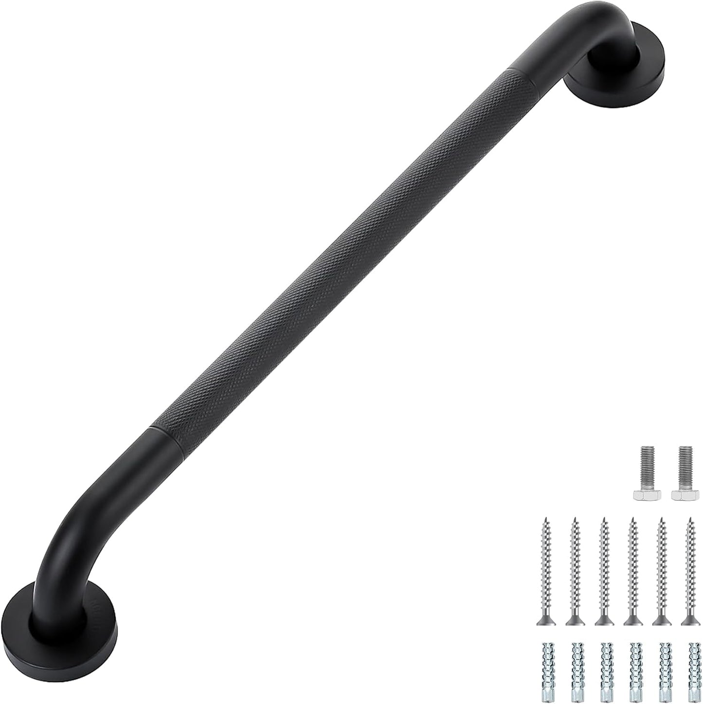 Grab Bars for Shower, 2 Pack 20-Inch Anti Slip Shower Handles for Elderly, Safety Shower Grab Bar, Stainless Steel Handicap Grab Bars for Bathroom (Black 1" Diameter)