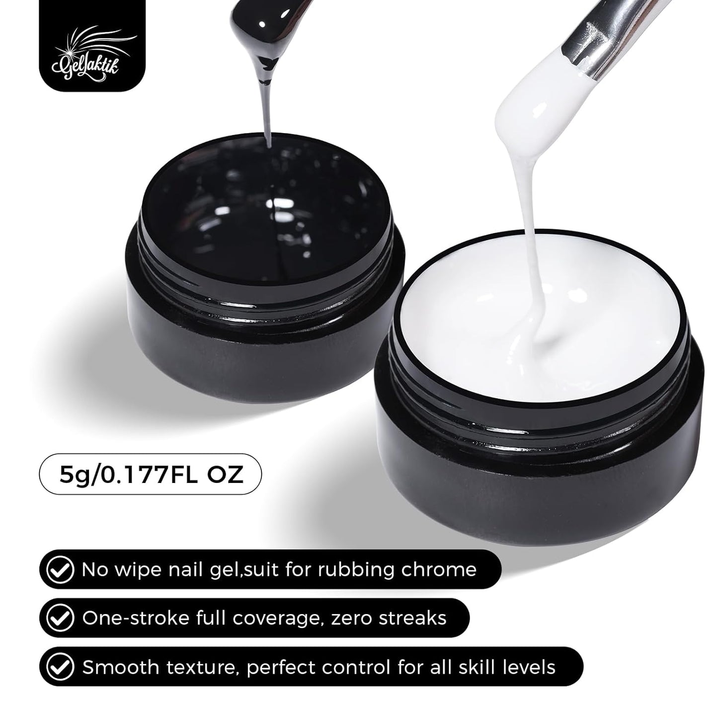 Nail Art Stamping Polish, 2Pcs Ombre Gel Polish Black&White, Gradient Pat Painting Gel Nail Polish French Manicure Kit with Nail Art Stamp Plate, Nail Stamper Scraper Set, UV/LED Curing Required