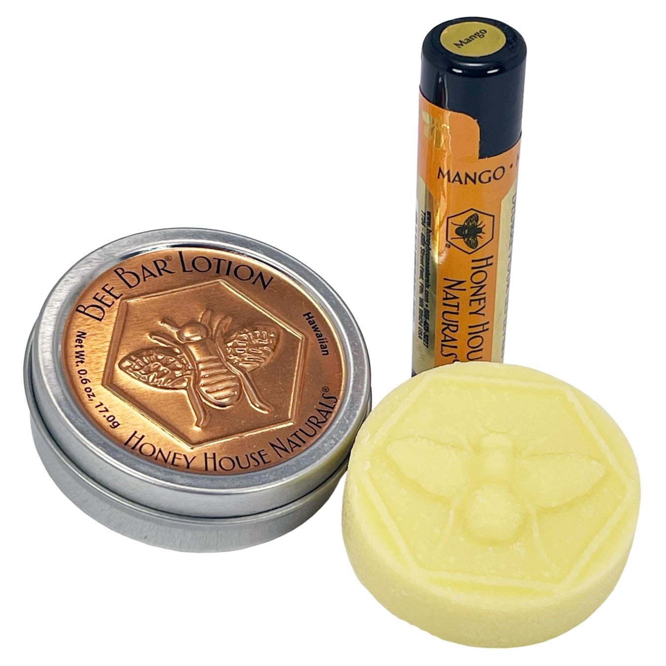 Honey House Naturals 2 Piece Gift Set, All Natural, Ultra Moisturizing Lotion Bar and Lip Butter Infused with Essential Oils, Made in USA, (Variant Name)
