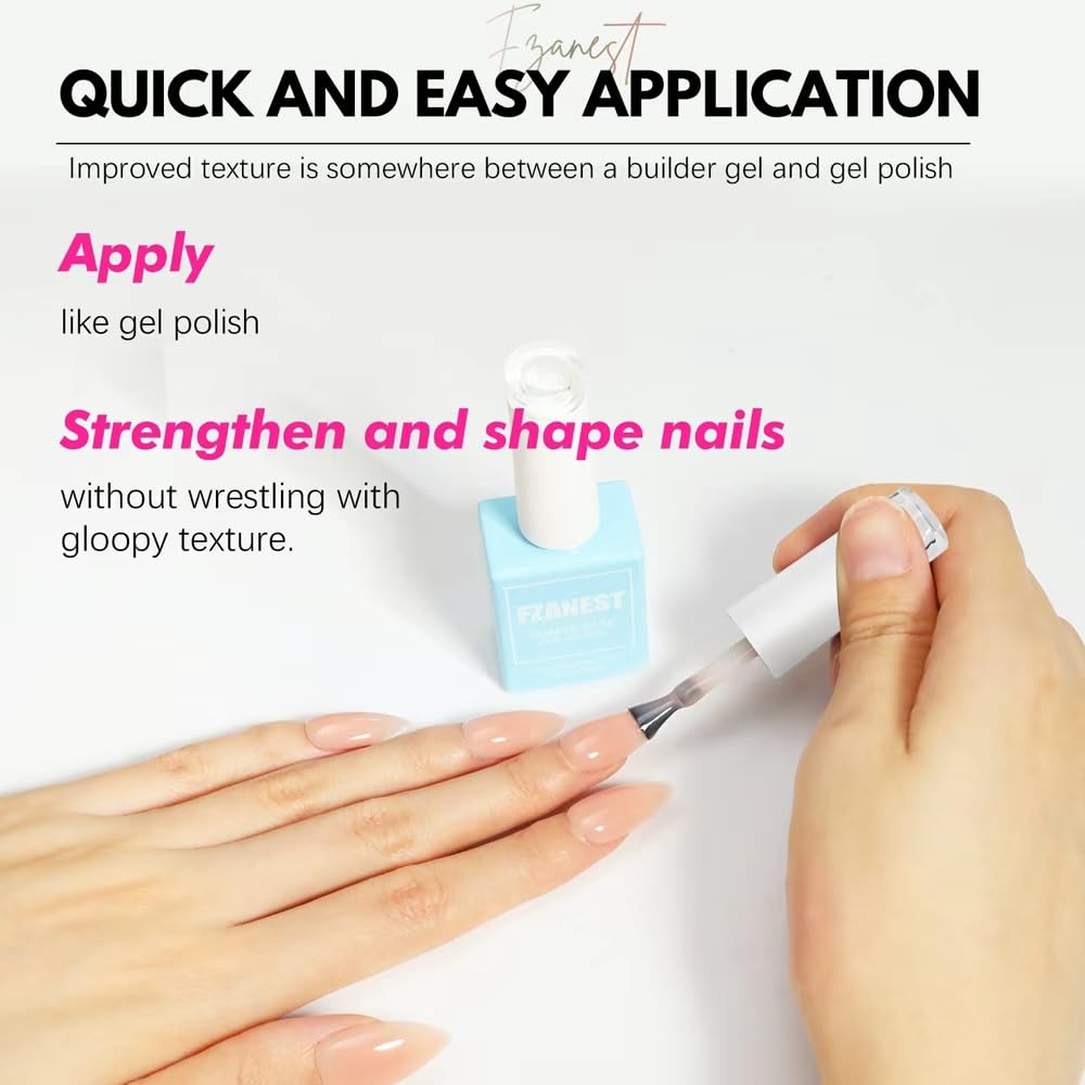 FZANEST Hema-Free Nude Gel Polish Rubber Base Set, 6 Colors Self-leveling Quick Builder Gel for Nail Overlays Sculpting Repair French Tips Base Colors Long-Lasting Base Salon-Quality Nails At Home