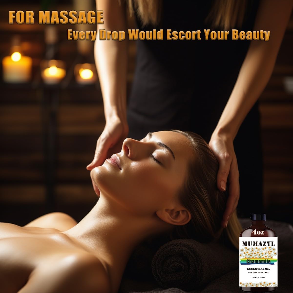 Chamomile Essential Oil, Chamomile Oil 4 Fl Oz 120ML for Diffuser Humidifier Yoga Cleaning DIY Candle Soap Making Essential Oils