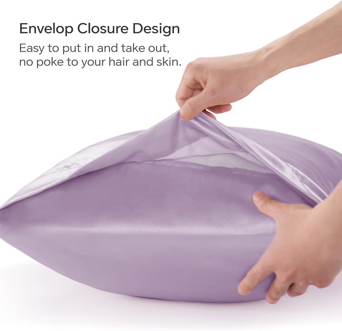 BEDELITE Satin Body Pillow Cover 2 Pack, Super Soft and Cooling Body Pillow Pillowcase for Hair and Skin, Breathable Silky Full Long Pillowcase Cover(20"x54", Lavender)