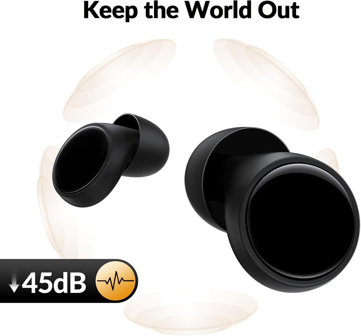 Ear Plugs for Sleeping 45dB Noise Cancelling Ear Plugs for Concerts, Focus, Travel, Work Silicone Hearing Protection Earplugs with 8 Tips (XS-L) Reusable Noise Reduction Ear Plug for Snoring Black
