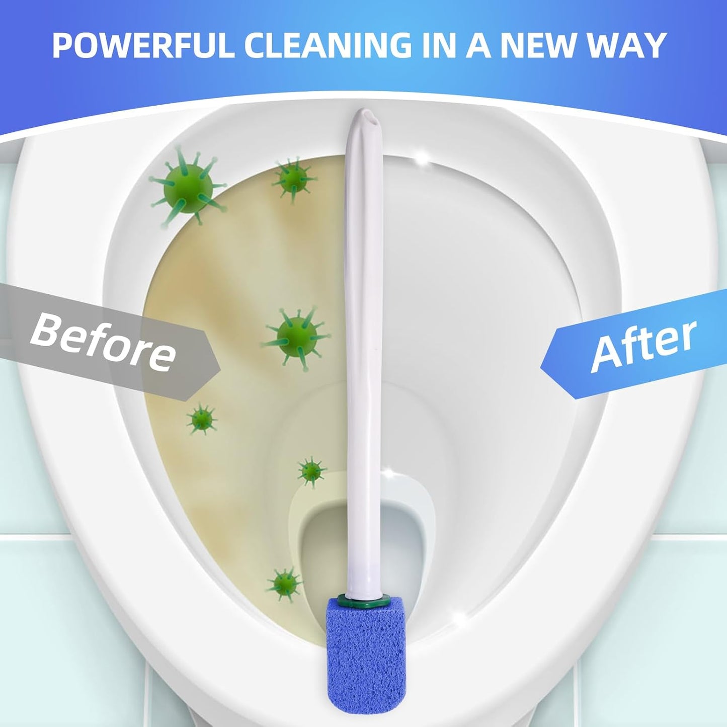 Pumice Stone Toilet Cleaner with Long Handle Pumice Stone Cleaner Rust and Grease Stain Clean Suitable for Toilet Bathroom Kitchen Sink BBQ 2 Handle and 10 Pumice Stones(Blue)