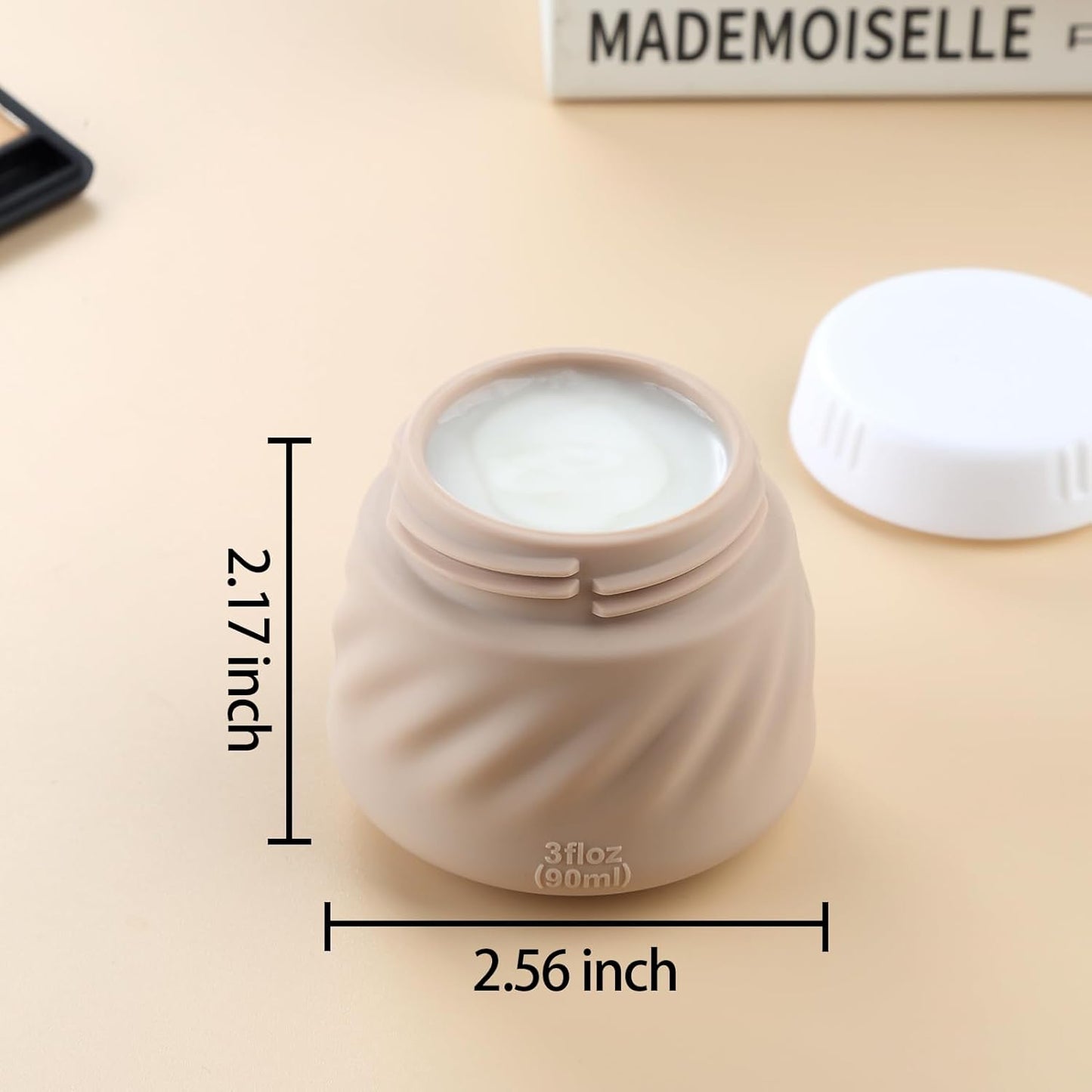 Gemice Travel Containers for Toiletries, TSA Approved 3 oz Leak-proof Silicone Travel Jars for Cream, BPA-Free Travel Size Container with Lid for Cosmetic Shampoo Cream (4 Pack)