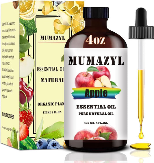 Apple Essential Oil, Apple Oil 4 Fl Oz 120ML for Diffuser Humidifier Yoga Cleaning DIY Candle Soap Making Essential Oils