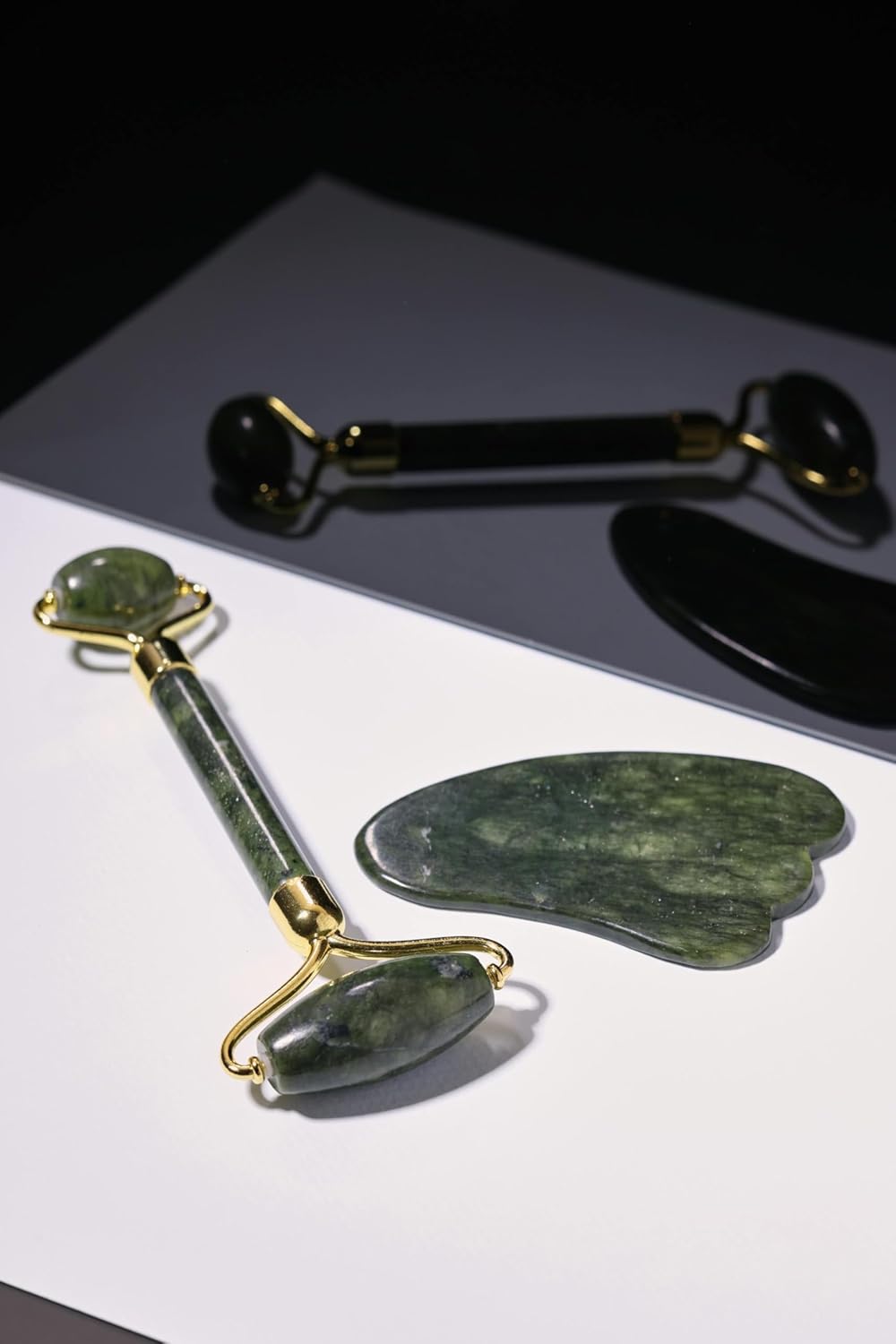 Jade Roller Gua Sha Set for Face - Depuffing & Sculpting