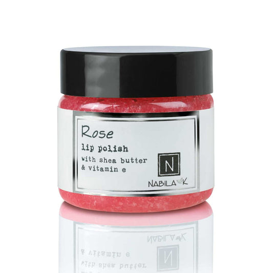 Rose Lip Polish, 1 oz by Nabila K - Hydrating Lip Exfoliator & Moisturizer with Shea Butter and Vitamin E for Dry and Chapped Lips - Cruelty-Free, Real Sugar, Made in USA