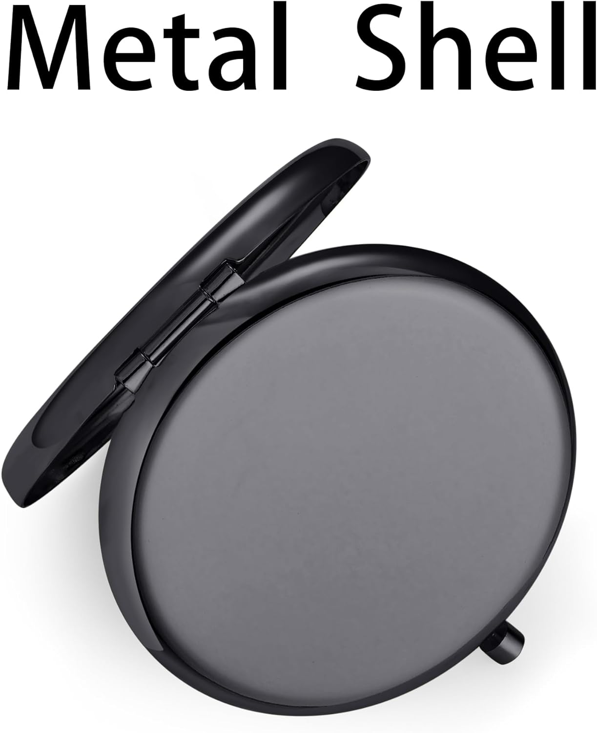 Compact Mirror, Pocket Travel Makeup Mirror for Purse, Metal Round Shell, 2-Sided 1X/2X Magnifying, Portable, Folding, Handheld, Black, 6 Pack