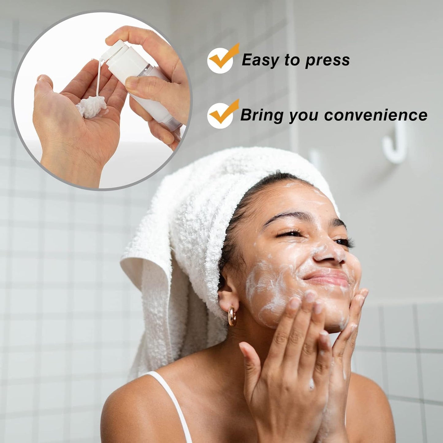 1.7OZ/50ML Clear Airless Pump Bottles, Lotion Dispenser Travel with Pump, Vacuum Plastic Travel Size Lotion Bottle for Foundation, Creams, Cosmetic(3 Pack)