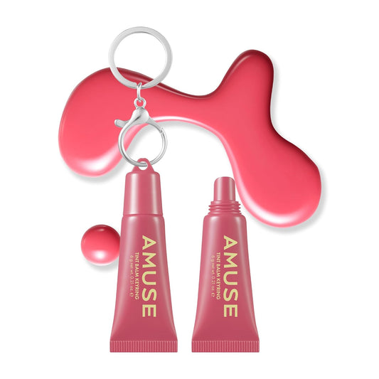 Amuse SEOUL Care Tint Lip Balm Keyring (05 Rose Me) | Hydrating Lip Balm + Keychain, Rice Extract & Multi-Peptide Complex, Clear Glossy Finish | 0.21 oz