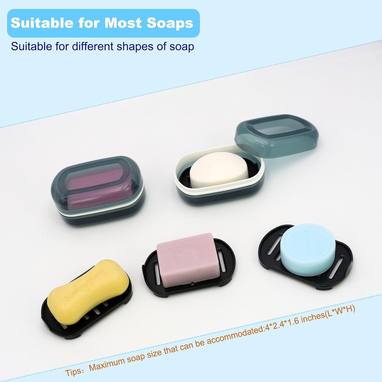 Travel Soap Container, Bar Soap Holder, Portable Soap Case, Soap Dish with Lid for Traveling, Camping, Gym, Bathroom (Blue Style-1)