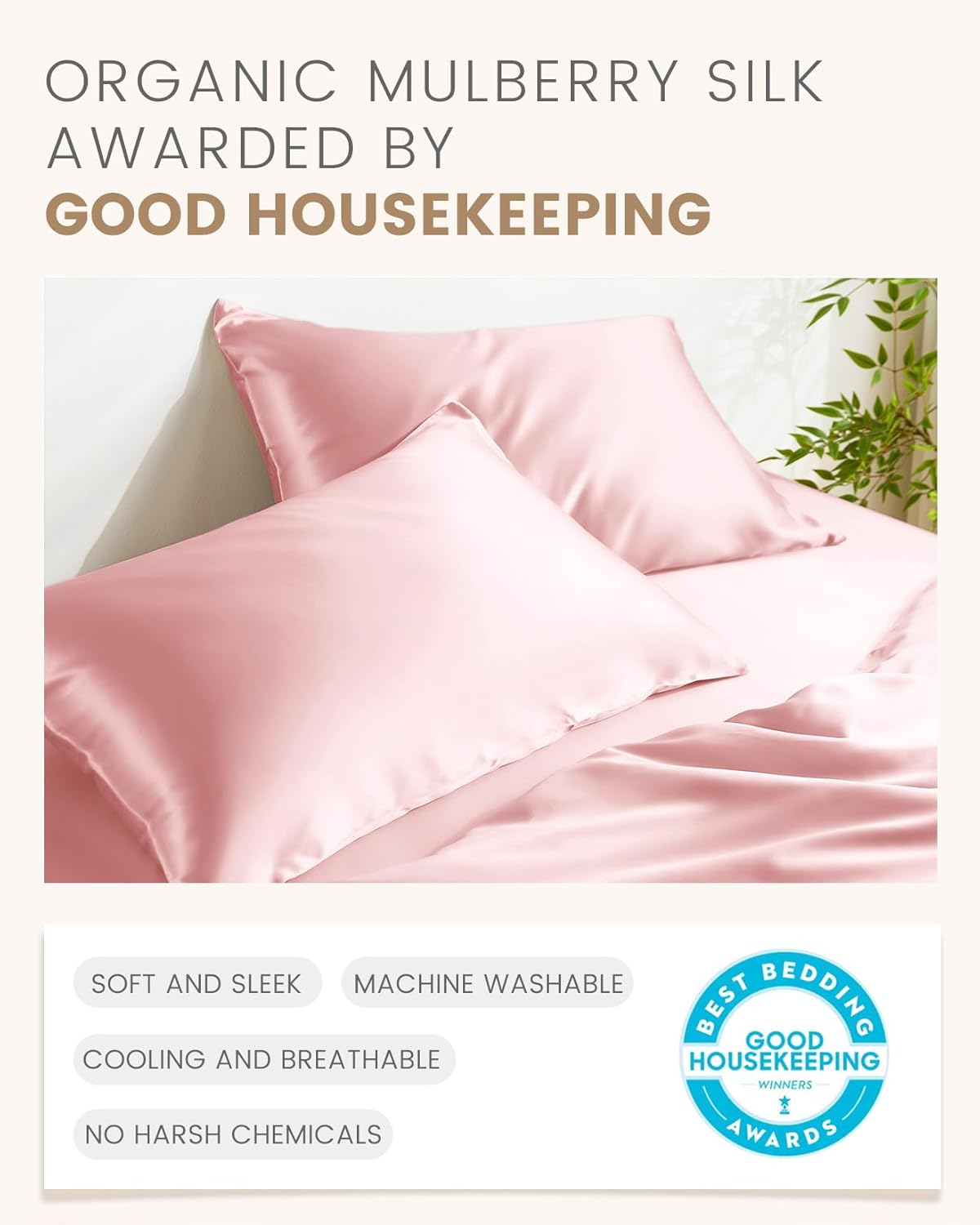 THXSILK 100% Mulberry Silk Pillowcase for Hair and Skin, Grade 6A+ Dual-Sided Silk Pillow Case with Hidden Zipper, King Size 20"x36" Silk Pillow Case, 1pc, Light Pink