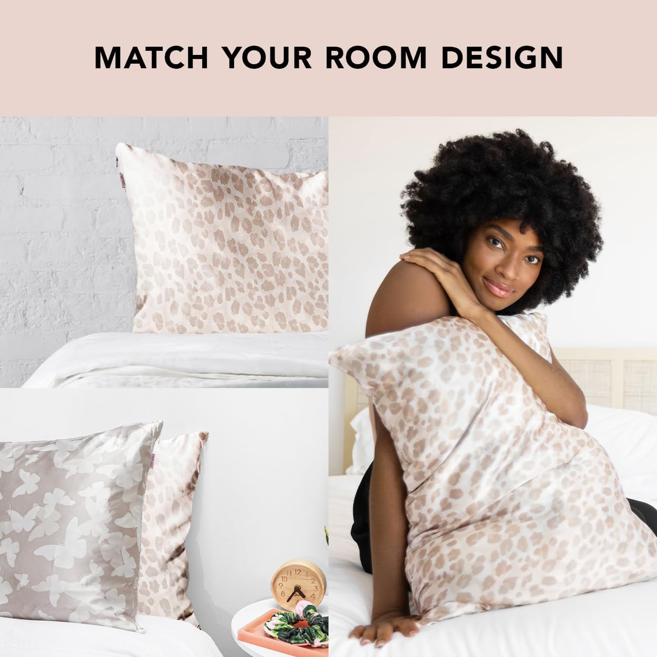 Kitsch Satin Pillowcase with Zipper for Hair & Skin, Softer Than Silk Pillow Cases Queen, Wrinkle-Free, Smooth and Cooling Satin Pillow Covers, Standard Size 19"x26", Leopard