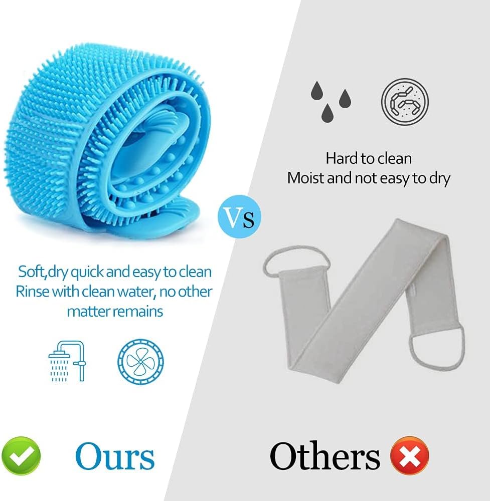 Inmorven Exfoliating Back Scrubber for Shower with Handles, 30 Inch Double-Sided Back Exfoliator Body Scrub Towel, Exfoliating Washcloth Bath Tool for use in Shower, to Clean Skin for Men & Women