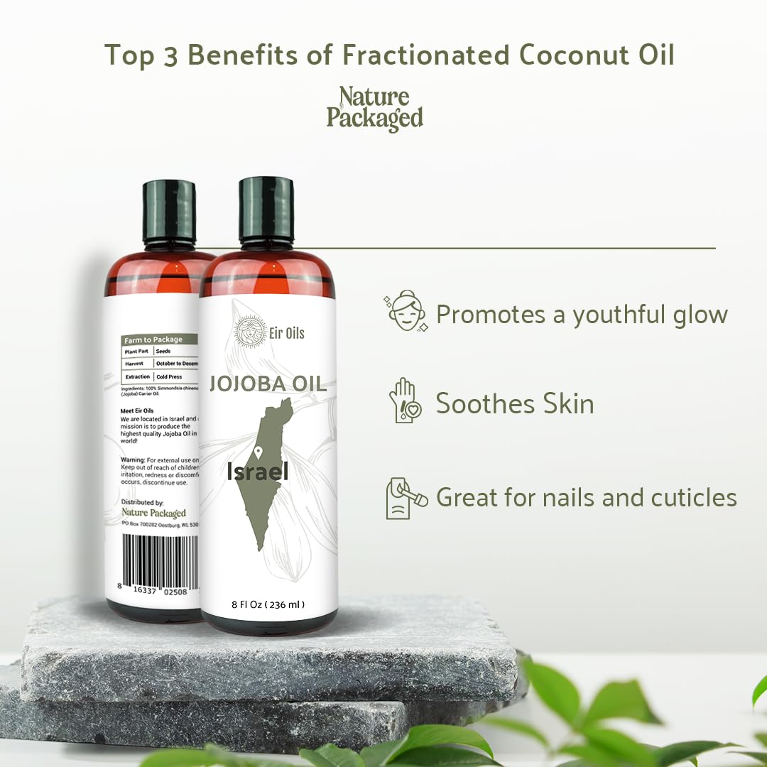 Jojoba Oil - Direct from EIR Oils' Farm in Israel - 100% Pure Carrier Oil for Hair, Face, and Skin - Hand-Picked, Cold-Pressed Carrier Oil (16oz)