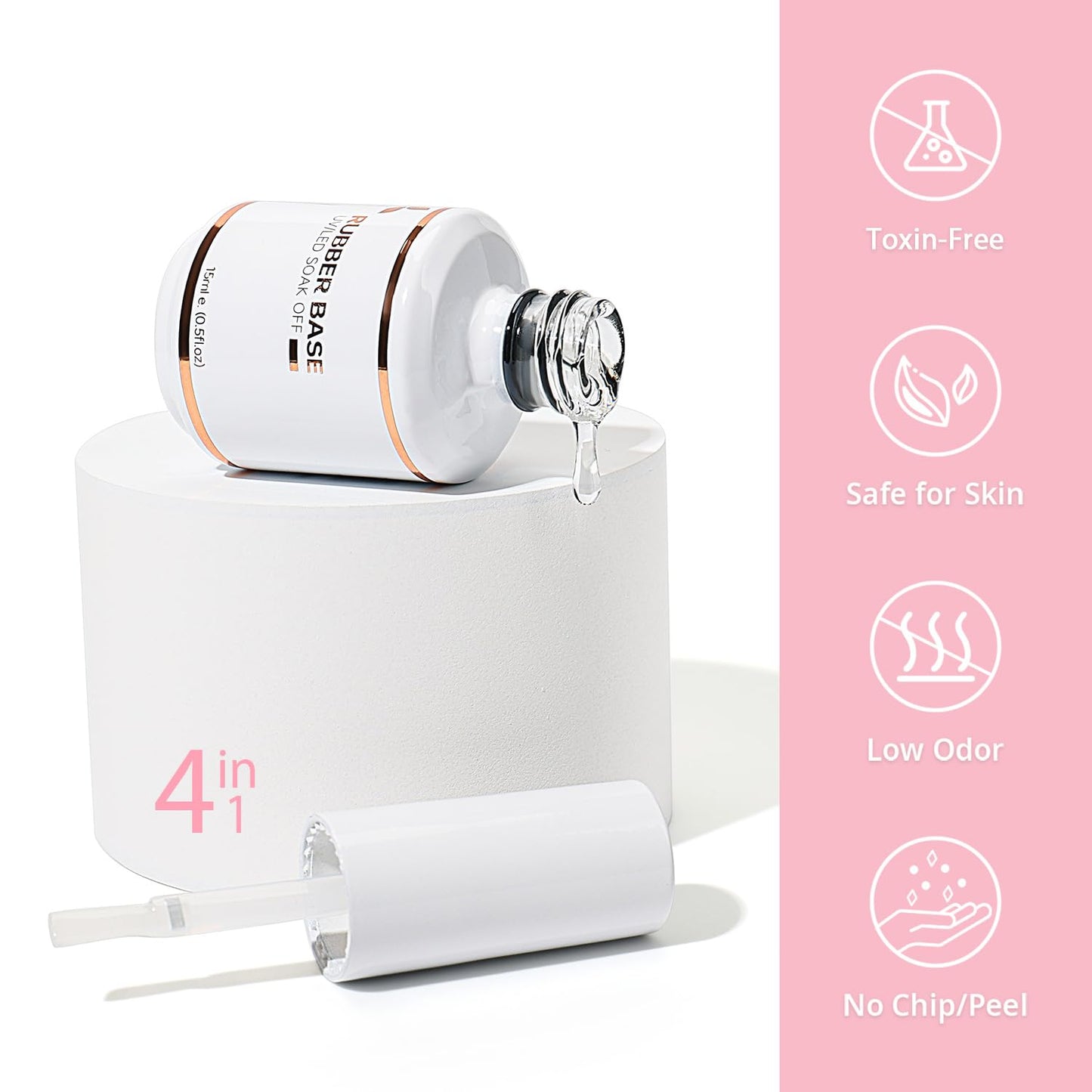 Nicedeco Hema Free Clear Rubber Base Gel Polish for Nails U V Cruelty Free Vegan Color Base Gel Nail Polish 15ML