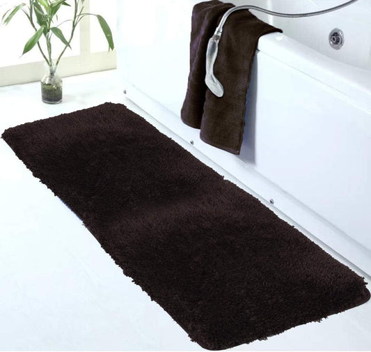 Walensee Large Bathroom Rug (24 x 60, Brown) Extra Soft and Absorbent Shaggy Bath Mat Machine Washable Microfiber Non Slip Luxury Floor Mat