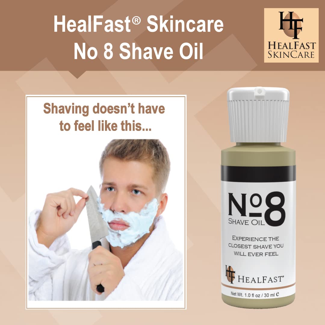 HealFast No 8 Shaving Oil 1 Oz – Premium Shave Oil for Men & Women – Blended with Pure Aromatic Essentials to Soften Hair & Cleanse the Pores – Prevents Razor Drag and Burn & Ingrowns