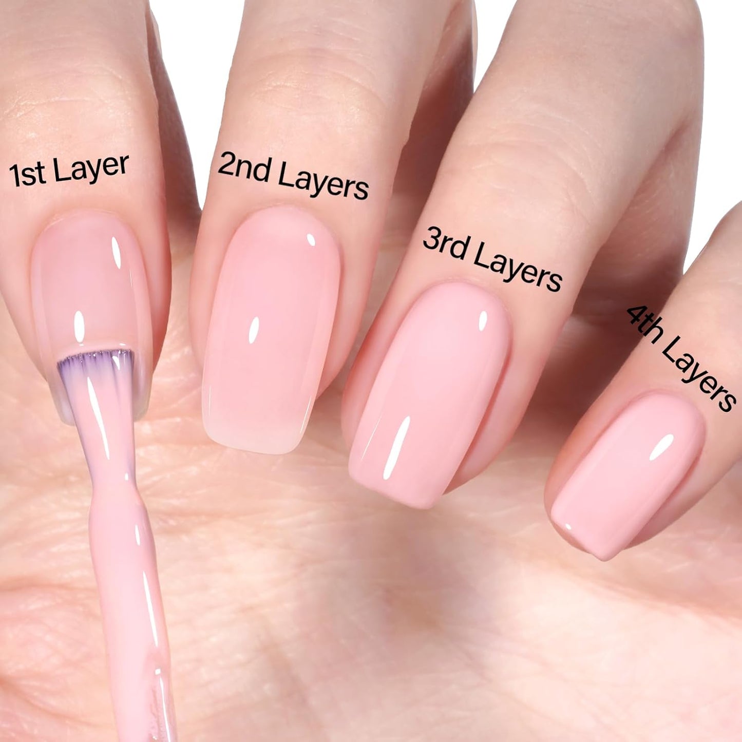 AILLSA Milky Pink Gel Nail Polish French ballet Jelly Gel Polish Neutral Sheer Translucent Nude Gel Polish Long Lasting Rubber Pink Color Soak Off U V Gel for French Manicure Nail Art at Home 0.51 Oz