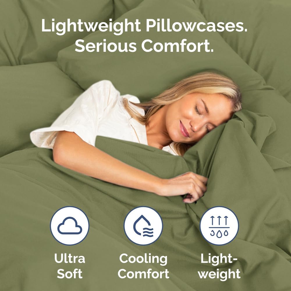 King Pillow Cases Set of 2 - Ultra Soft Hotel Quality Pillowcase Covers - Comfy, Cozy & Wrinkle Free - Shrinkage, Stain & Fade Resistant - Machine Washable Pillow Protectors - 2 Piece Set - Sage Green