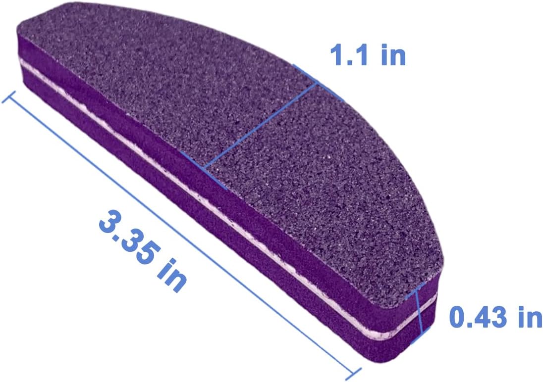 20 PCs Nail Buffers, Double Sided Nail Files Buffer Blocks 100/180 Grit Portable Washable Sanding Buffing File Arc Shape (Purple)