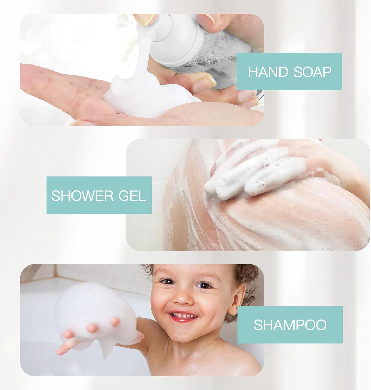 2oz Foam Bottle, Empty Travel Foaming Pump Dispenser for Hand Soap, Lash Cleanser, Shampoo (3PCS, Clear)