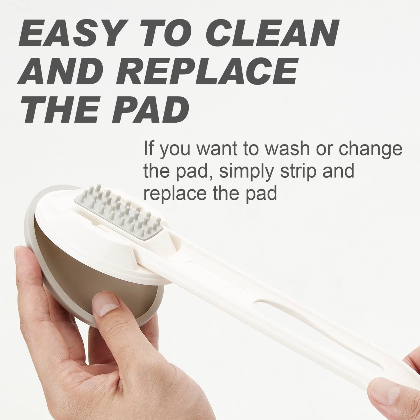 Lotion Applicator for Back - 3in1 Foldable, Cream, Sunscreen, Ointment Applicator, 19" Long Handle, Body Massage Tool - 1 Body Brush Pad, 1 Lotion Pad Included