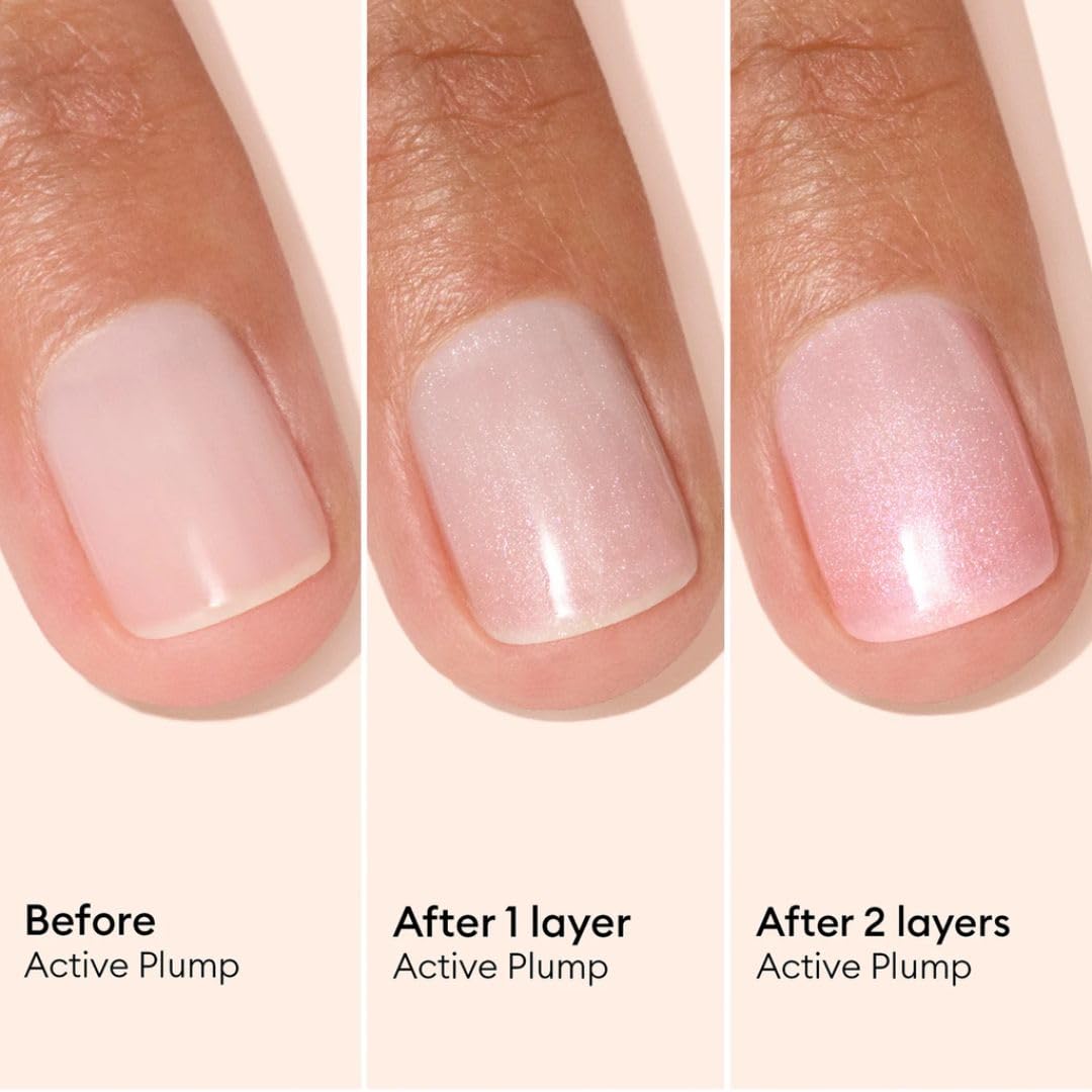 Manucurist Active Plump Nail Polish & Care - Collagen & Peach Extract - No Lamp - Nail Hydrator with Ultra-Glossy Baby Rose Shimmer for Instant Plumping Effect - Nail Volumizer - Vegan & Plant-Based